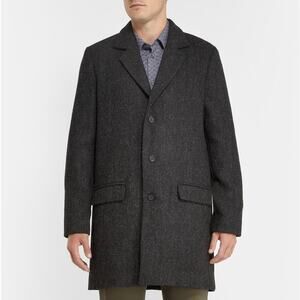 NWOT A.P.C Harris Tweed Coat Jacket Men XL Herringbone Wool Grey 3-Button 1-Vent